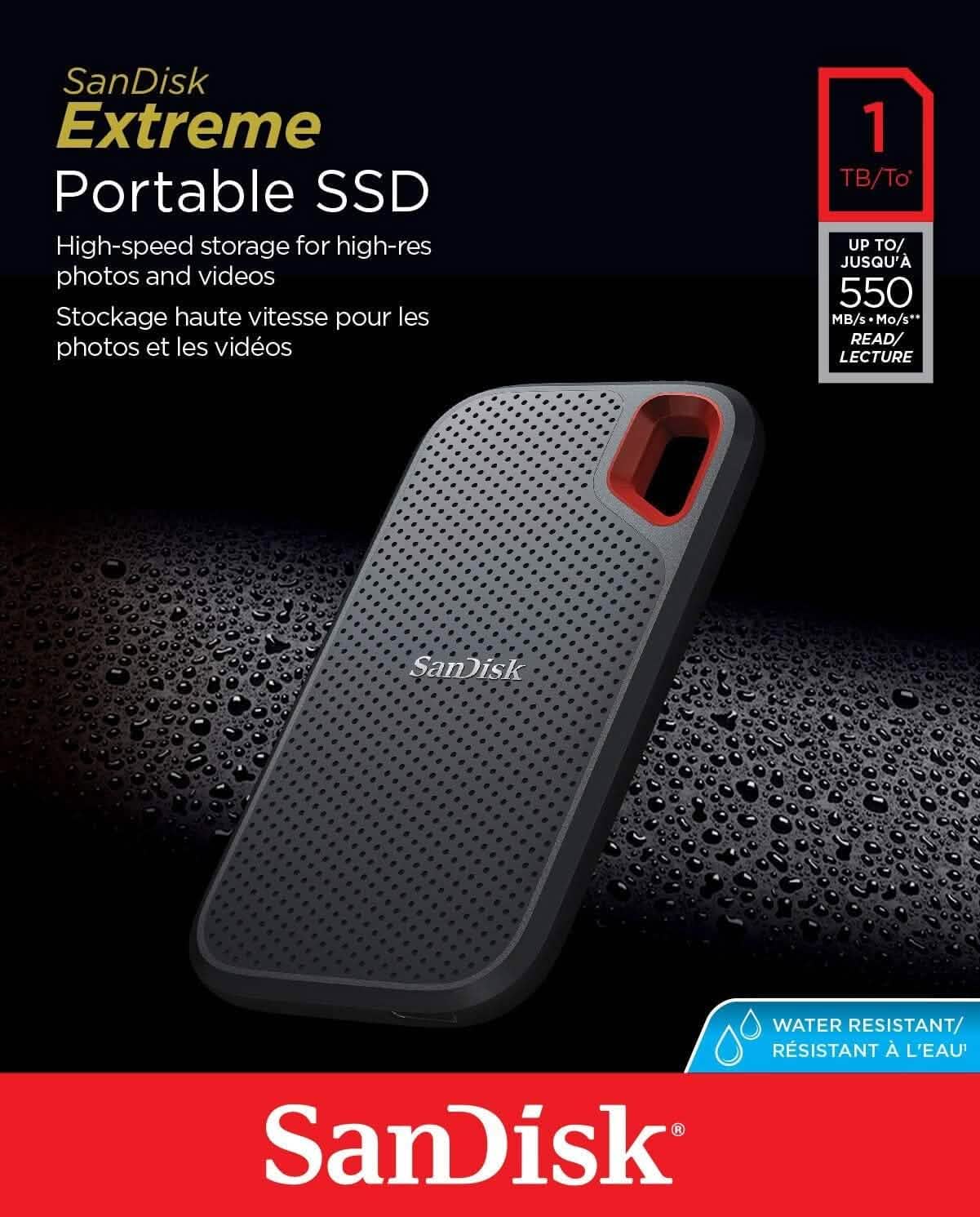 SanDisk 1TB Extreme Portable External SSD - Up to 550MB/s USB-C, USB 3.1 (Refurbished) Computer Accessories - DailySale