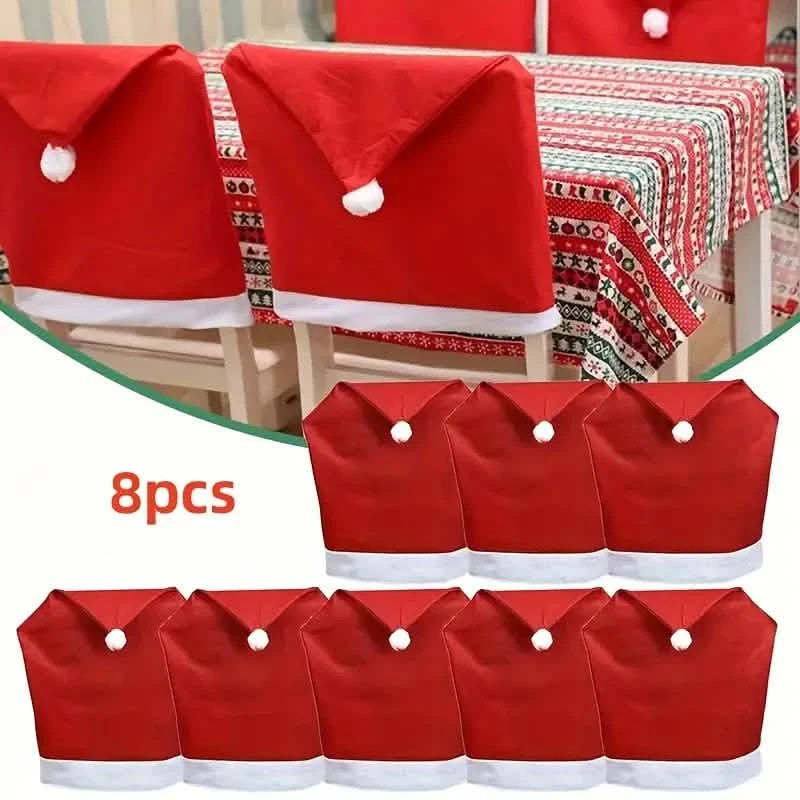 Santa Hats Dining Chair Covers Slipcover Holiday Decor & Apparel - DailySale