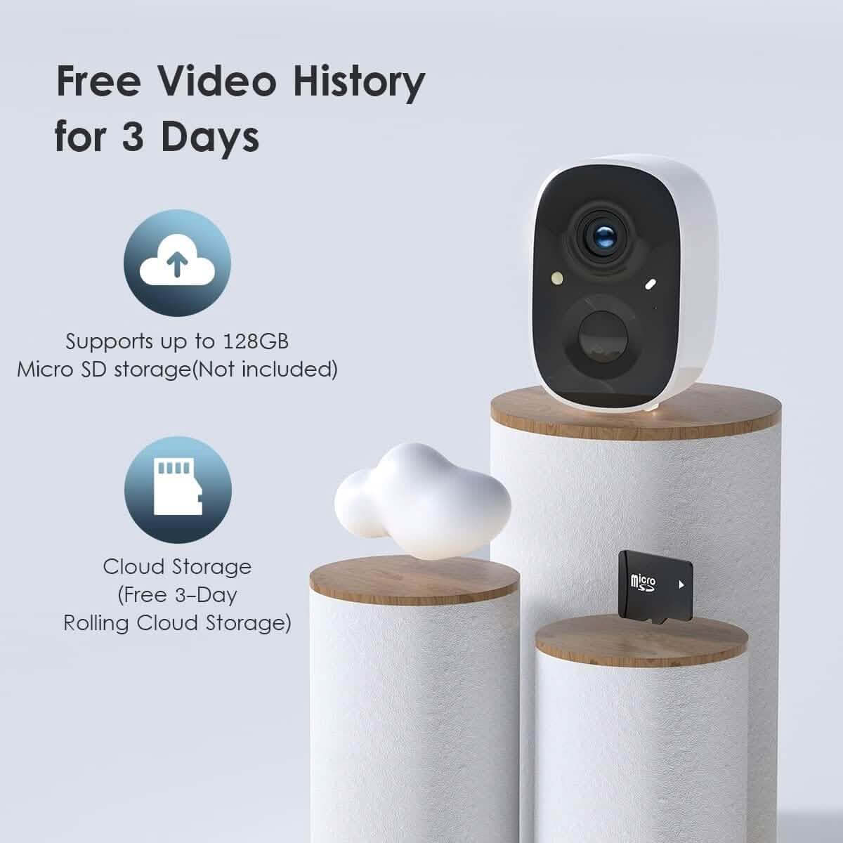 Security Camera Wireless Outdoor, 2-Way Talk Battery Powered Wi-Fi Camera Smart Home & Security - DailySale