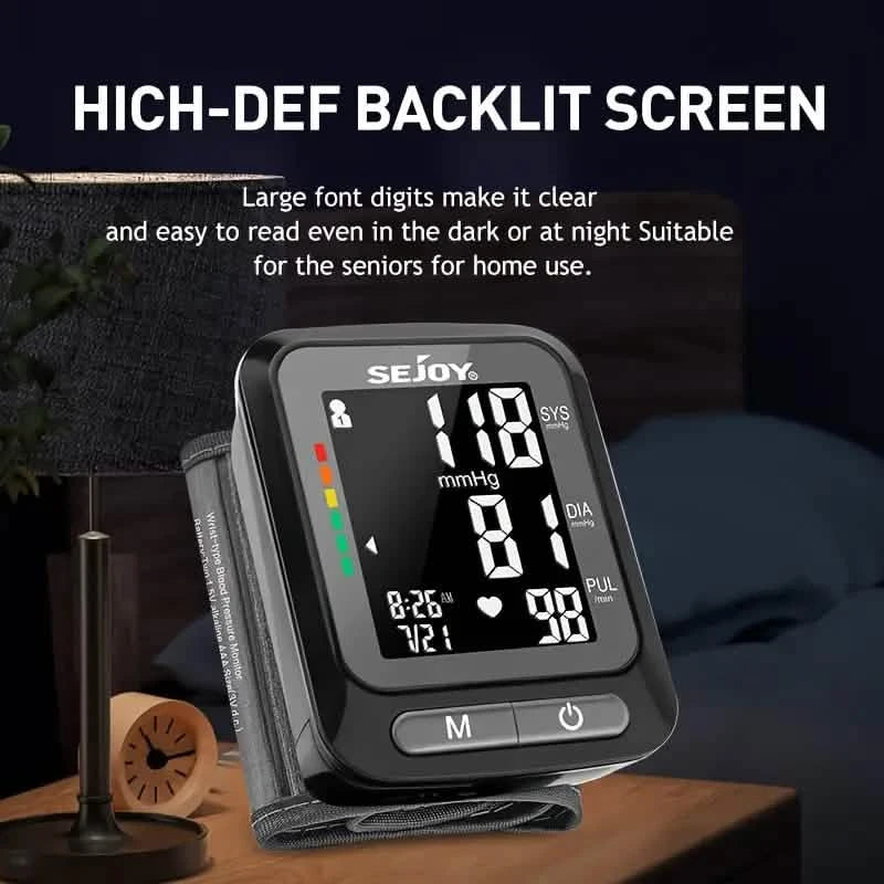 SEJOY Wrist Blood Pressure Monitor Automatic Digital Cuff Heart Rate BP Machine Wellness - DailySale