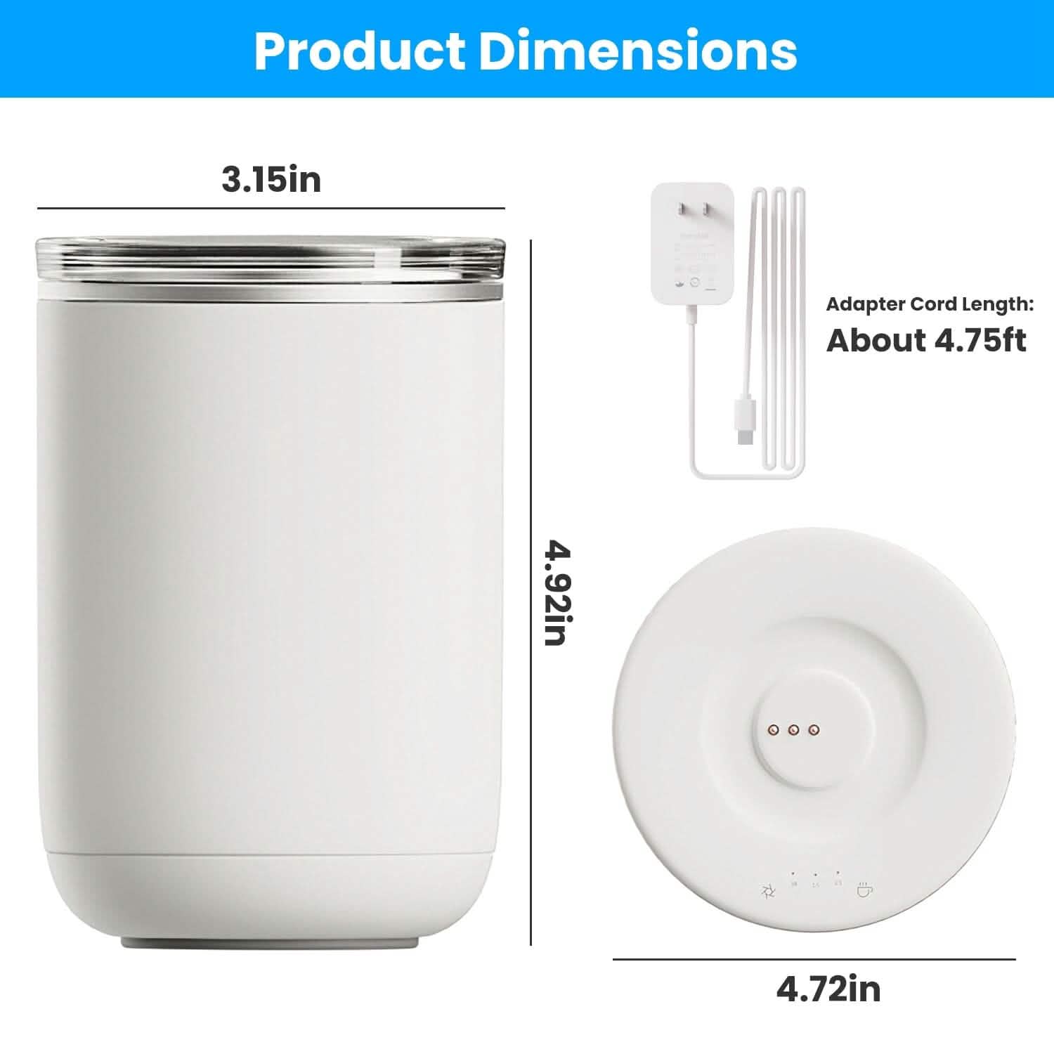 Self Stirring Coffee Mug with Lid Temperature Control 3 Heat Settings Kitchen Appliances - DailySale