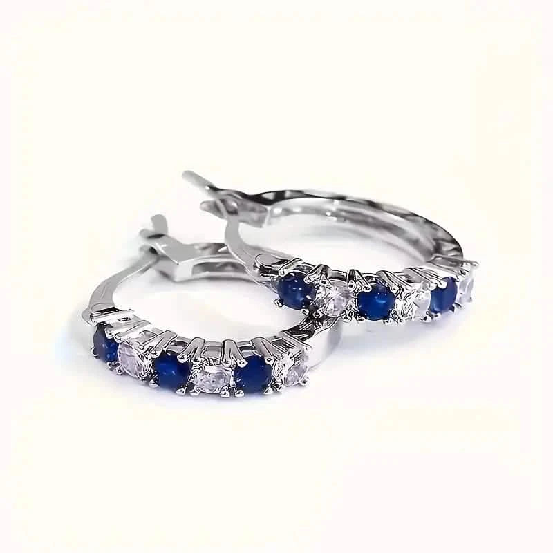 Silver Plated Hypoallergenic Circular Earrings Adorned With Colorful Synthetic Gemstones Earrings - DailySale