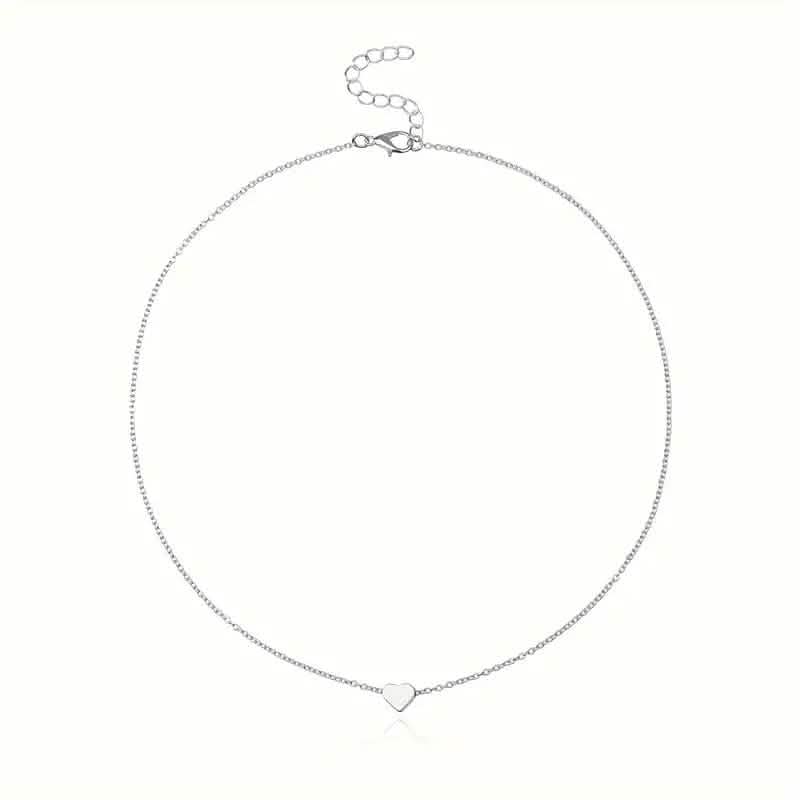 Simple Exquisite Heart-Shaped Pendant Alloy Necklace Necklaces - DailySale