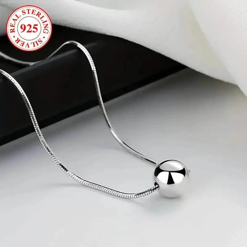 Simple Retro Bohemian Style 925 Sterling Silver Necklace with Small Ball Pendant Necklaces - DailySale