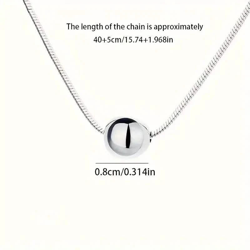 Simple Retro Bohemian Style 925 Sterling Silver Necklace with Small Ball Pendant Necklaces - DailySale