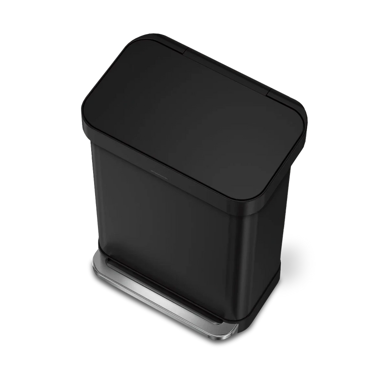 simplehuman 55-Liter Matte Black Indoor Kitchen Hinged Lid Trash Can Kitchen Tools & Gadgets - DailySale