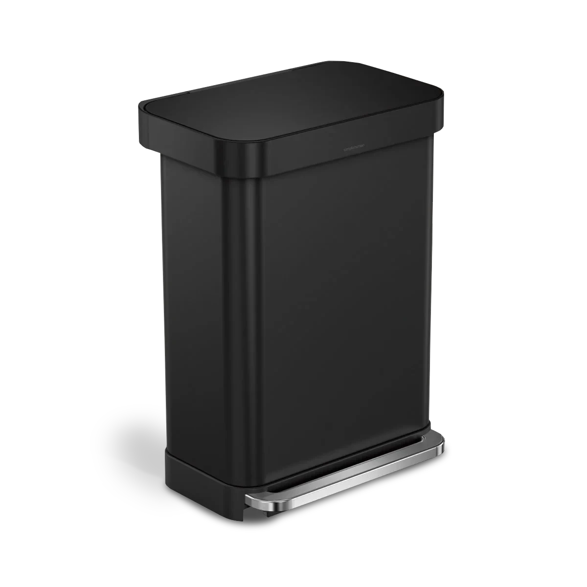 simplehuman 55-Liter Matte Black Indoor Kitchen Hinged Lid Trash Can Kitchen Tools & Gadgets - DailySale