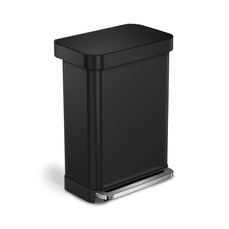 simplehuman 55-Liter Matte Black Indoor Kitchen Hinged Lid Trash Can Kitchen Tools & Gadgets - DailySale