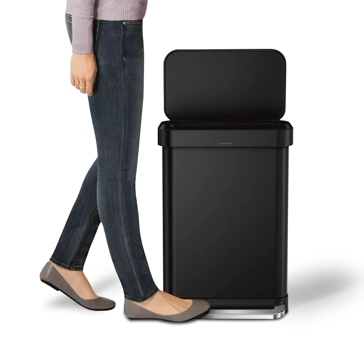 simplehuman 55-Liter Matte Black Indoor Kitchen Hinged Lid Trash Can Kitchen Tools & Gadgets - DailySale
