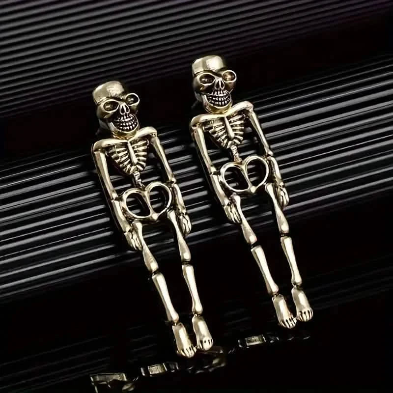 Skeleton Design Dangle Earrings Holiday Decor & Apparel Gold - DailySale