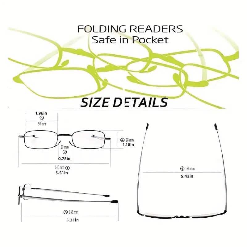 Sleek Folding Reading Glasses with Anti-Blue Light Protection Wellness - DailySale