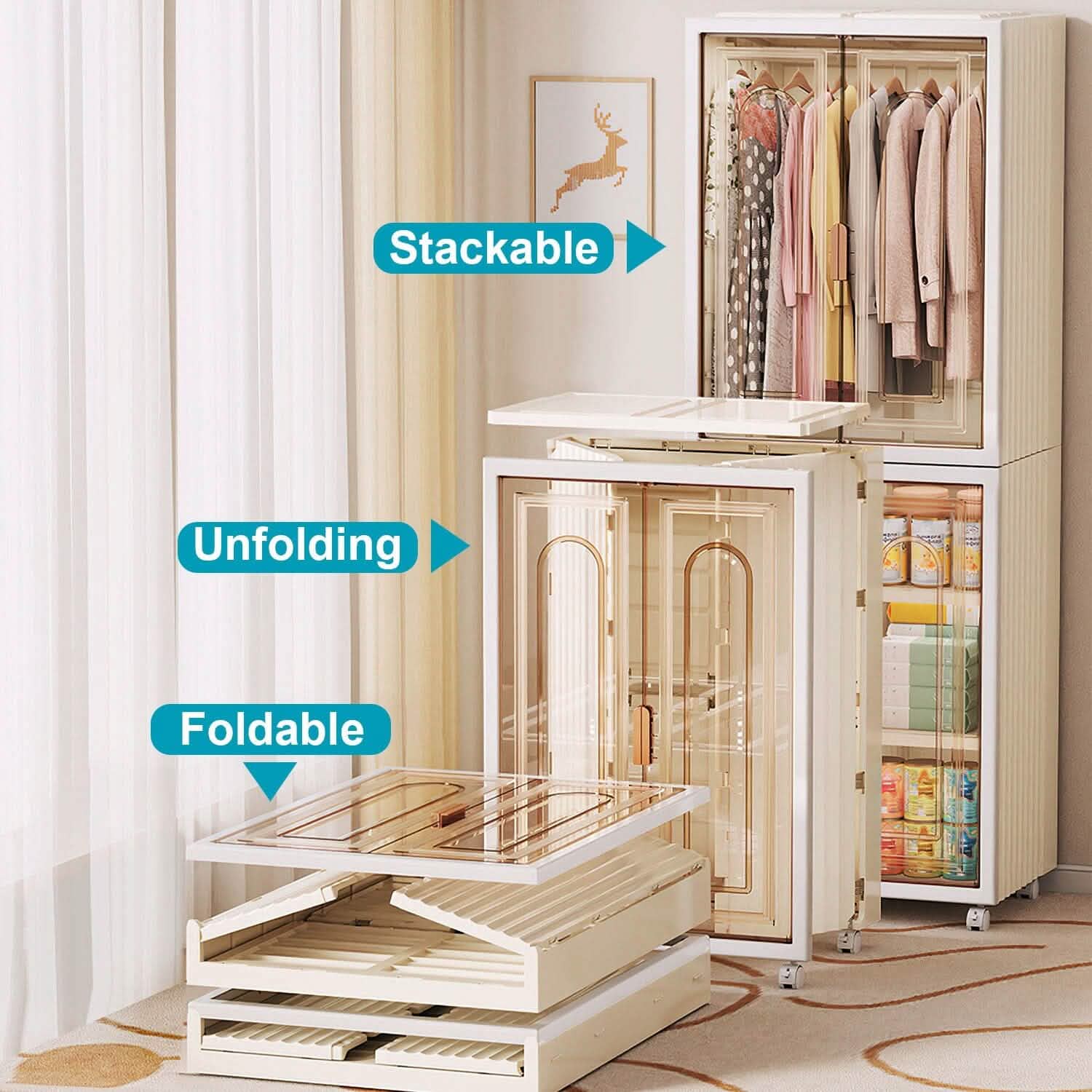 Small Wardrobe Closet with Magnetic Design Closet & Storage - DailySale