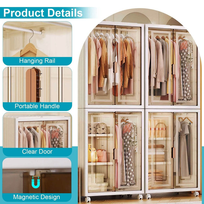 Small Wardrobe Closet with Magnetic Design Closet & Storage - DailySale