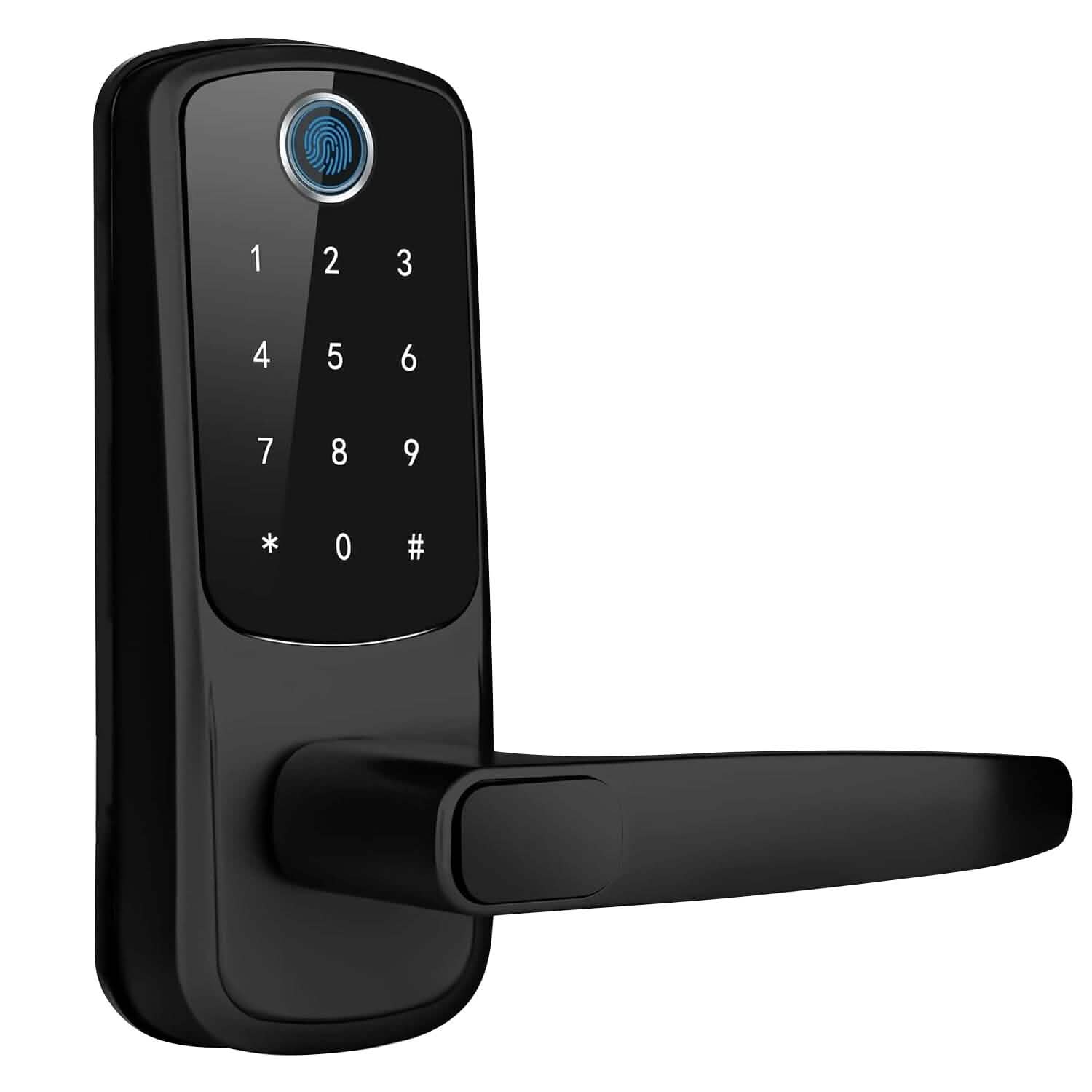 Smart Door Lock with Handle Fingerprints Passcode Keys Fobs App Control Smart Home & Security - DailySale