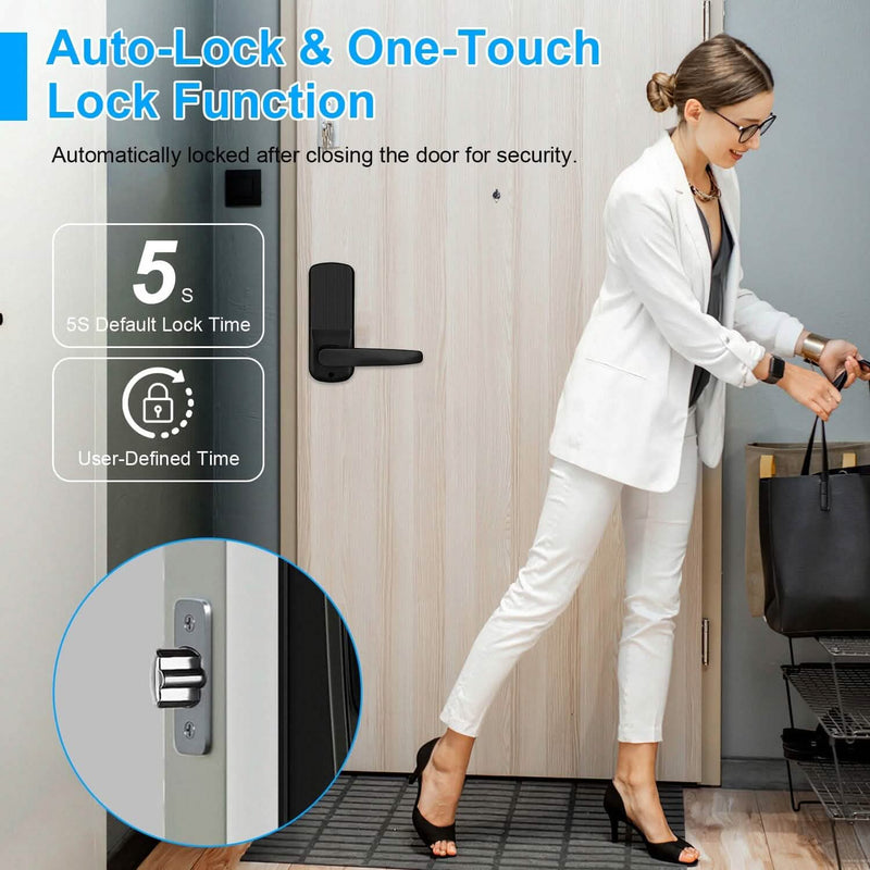 Smart Door Lock with Handle Fingerprints Passcode Keys Fobs App Control Smart Home & Security - DailySale