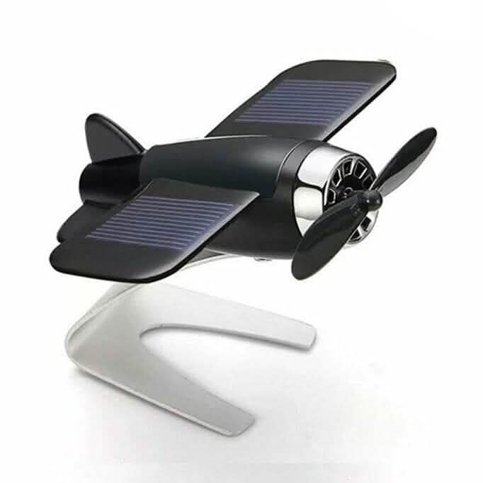 Solar Airplane Creative Car Decoration Automotive Black - DailySale
