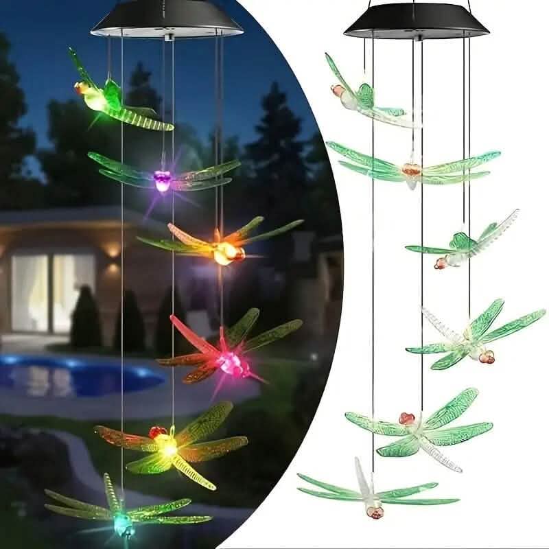 Solar Dragonfly Wind Chimes Lights Outdoor Lighting - DailySale