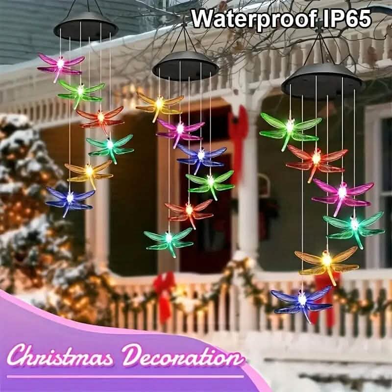 Solar Dragonfly Wind Chimes Lights Outdoor Lighting - DailySale