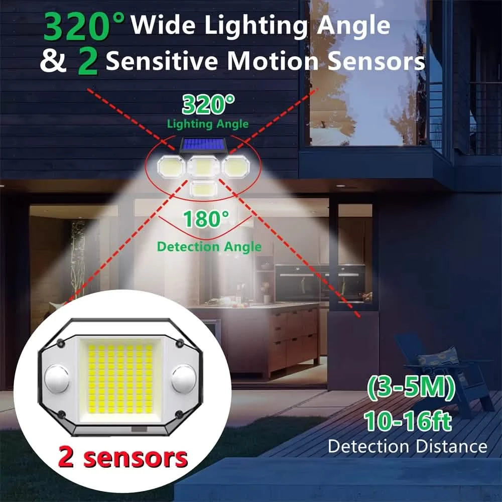 Solar Light Outdoor with Remote Control Double Motion Sensor Light 306/208 Led Wall Lamp IP65 Spotlight Exterior Garage Lighting Outdoor Lighting - DailySale
