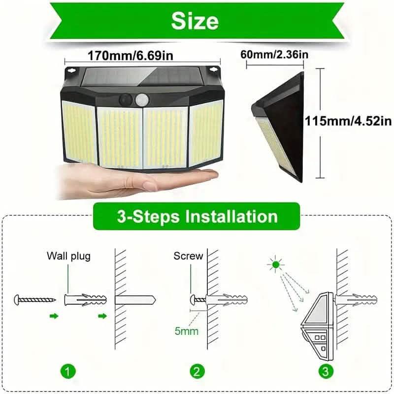 Solar Lights Outdoor 576 LED with Lights Reflector and 3 Lighting Modes Outdoor Lighting - DailySale