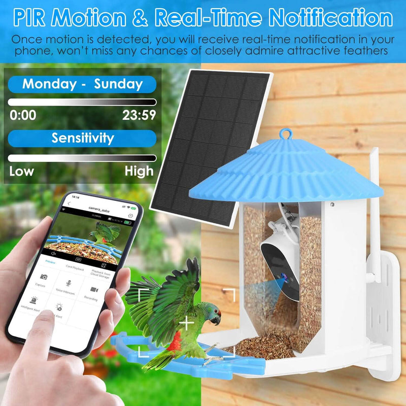 Solar Powered Smart Bird Feeder with PIR Motion AI Two-Way Audio Pet Supplies - DailySale