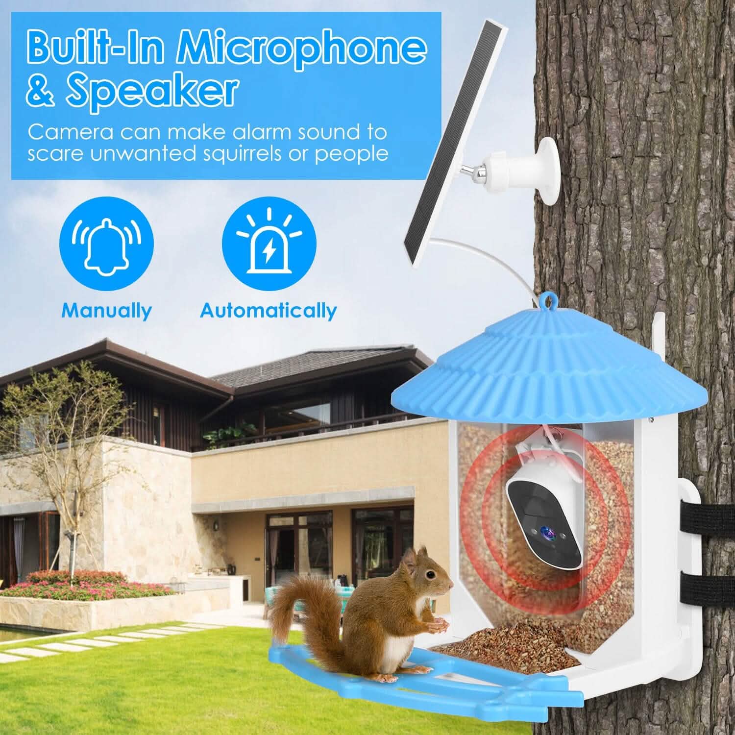 Solar Powered Smart Bird Feeder with PIR Motion AI Two-Way Audio Pet Supplies - DailySale