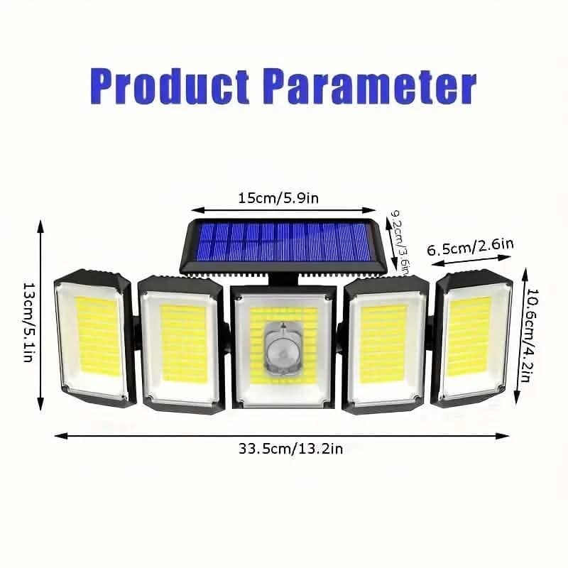 Solar Wall Light with 5 Adjustable Angle Heads Outdoor Lighting - DailySale