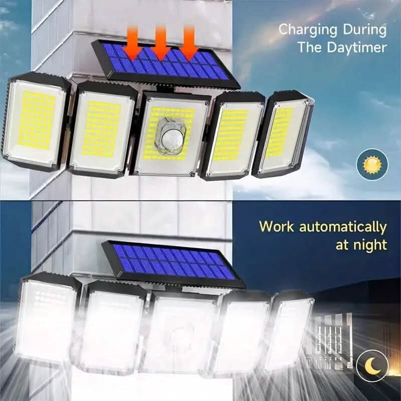 Solar Wall Light with 5 Adjustable Angle Heads Outdoor Lighting - DailySale