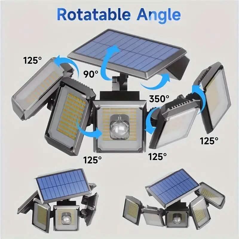 Solar Wall Light with 5 Adjustable Angle Heads Outdoor Lighting - DailySale