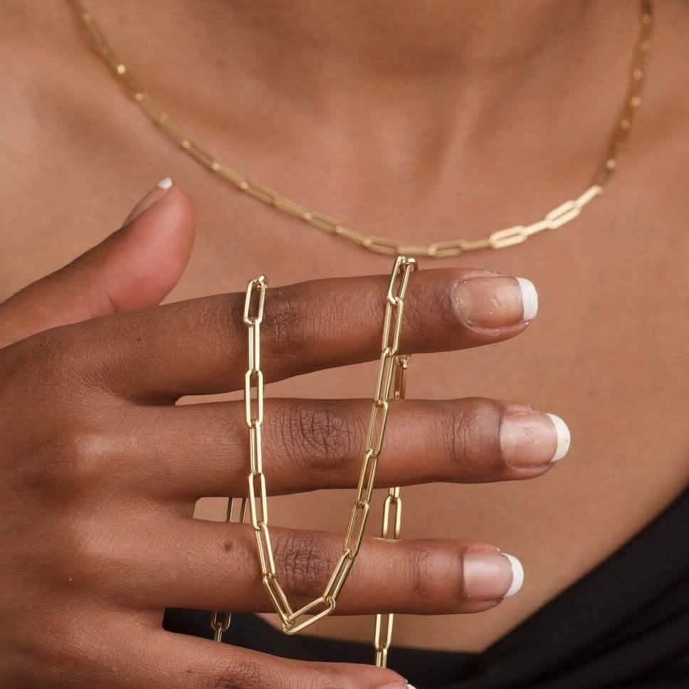 Solid 14K Gold 5mm Paperclip Chain Necklace Made In Italy Necklaces - DailySale