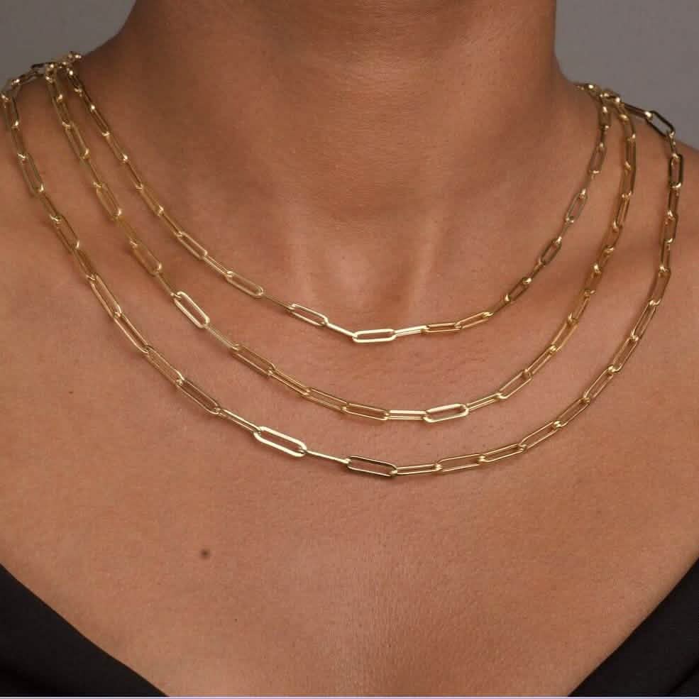 Solid 14K Gold 5mm Paperclip Chain Necklace Made In Italy Necklaces - DailySale