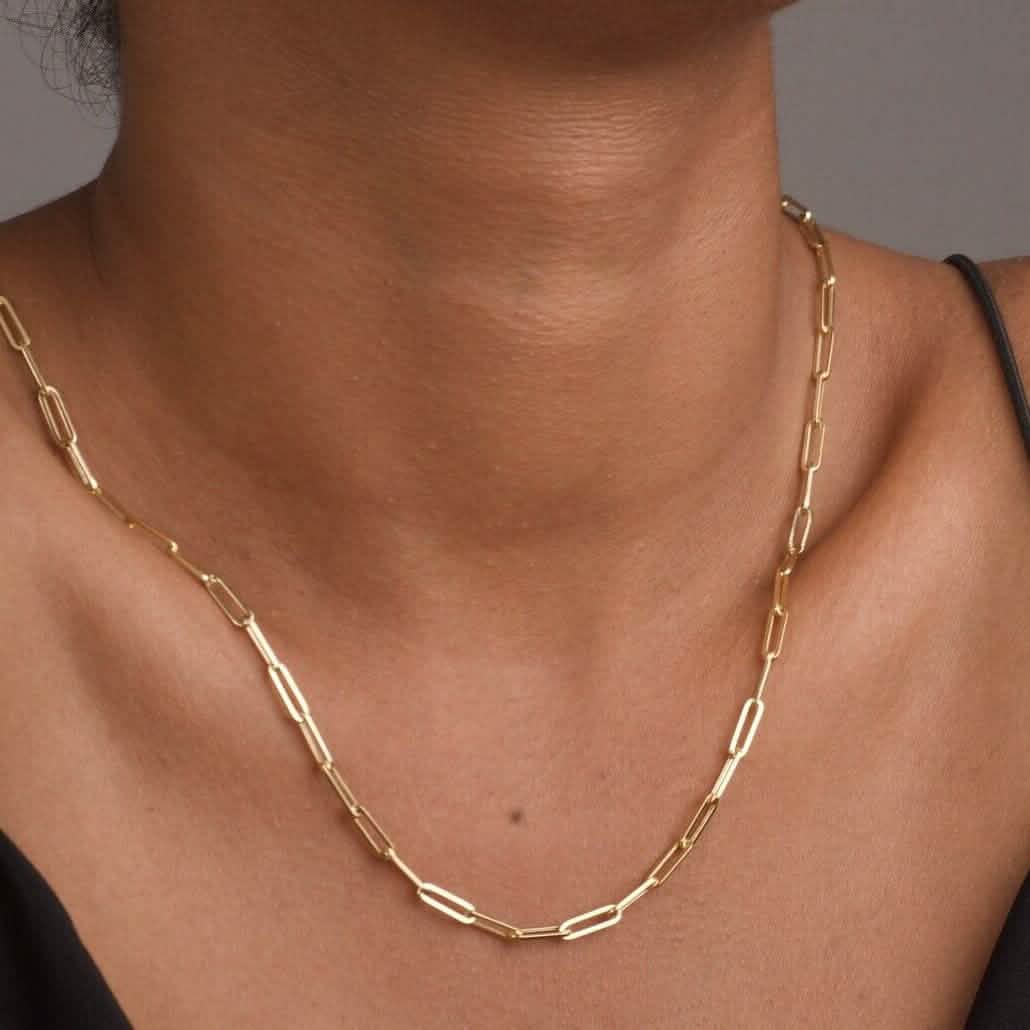 Solid 14K Gold 5mm Paperclip Chain Necklace Made In Italy Necklaces - DailySale
