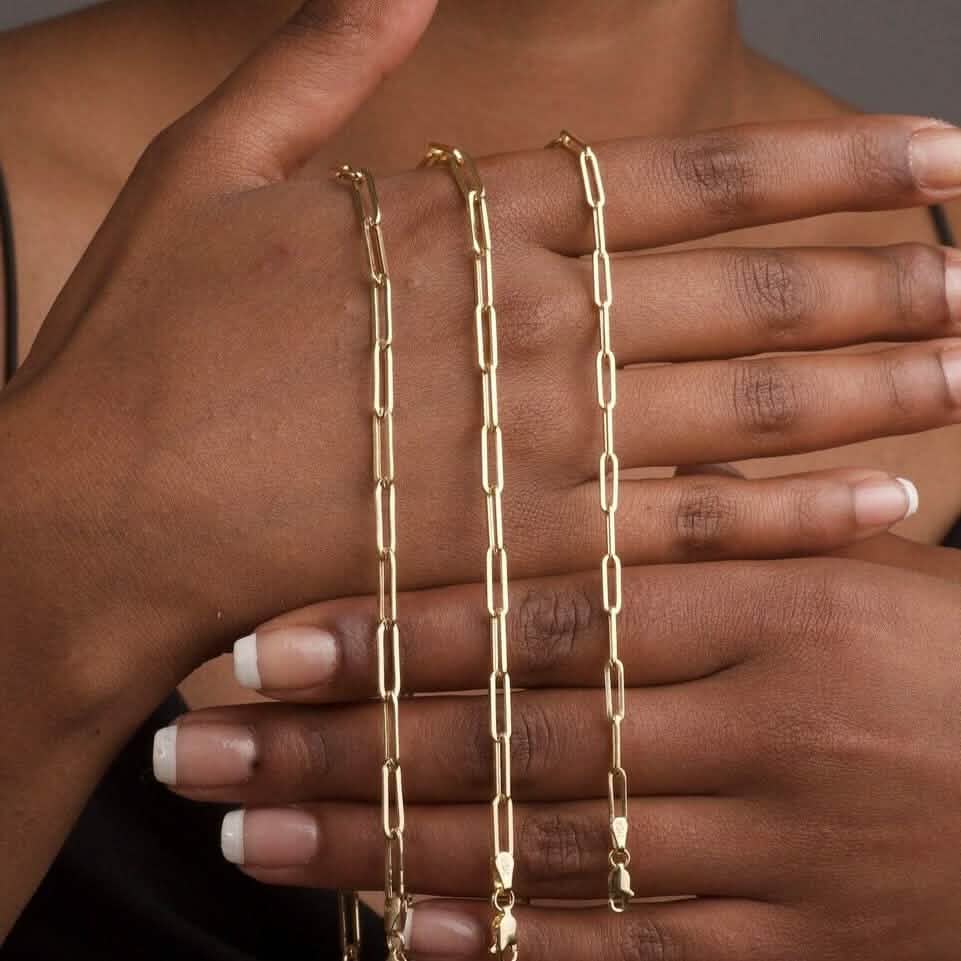 Solid 14K Gold 5mm Paperclip Chain Necklace Made In Italy Necklaces - DailySale