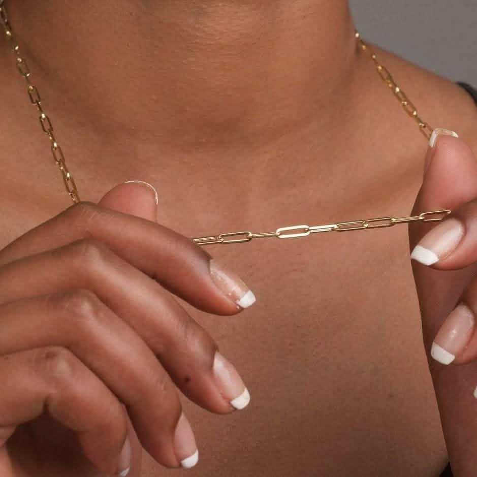 Solid 14K Gold 5mm Paperclip Chain Necklace Made In Italy Necklaces - DailySale