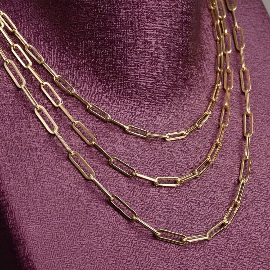 Solid 14K Gold 5mm Paperclip Chain Necklace Made In Italy Necklaces - DailySale