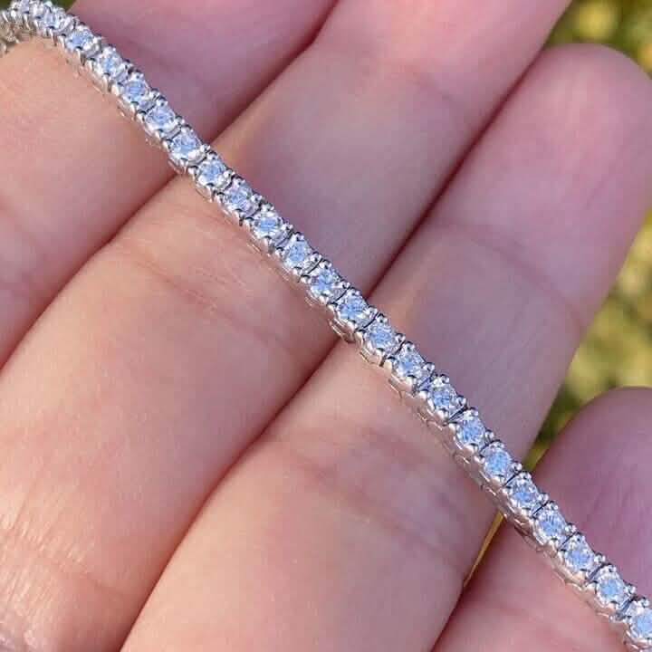 Solid 14K White Gold 2.13 CTW 100% Natural Diamond Tennis Bracelet Bracelets - DailySale