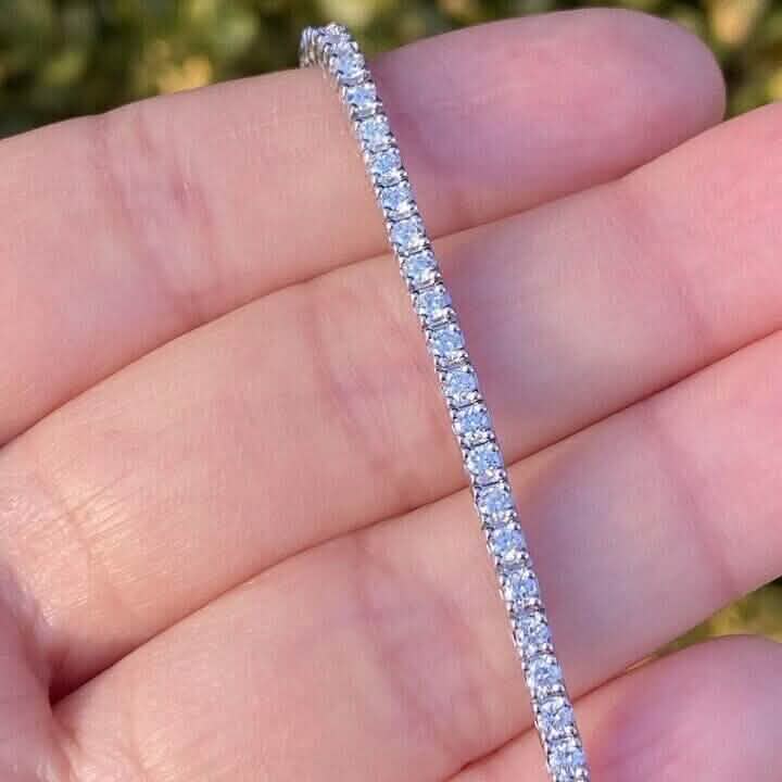 Solid 14K White Gold 2.13CTW 100% Natural Diamond Tennis Bracelet Bracelets - DailySale