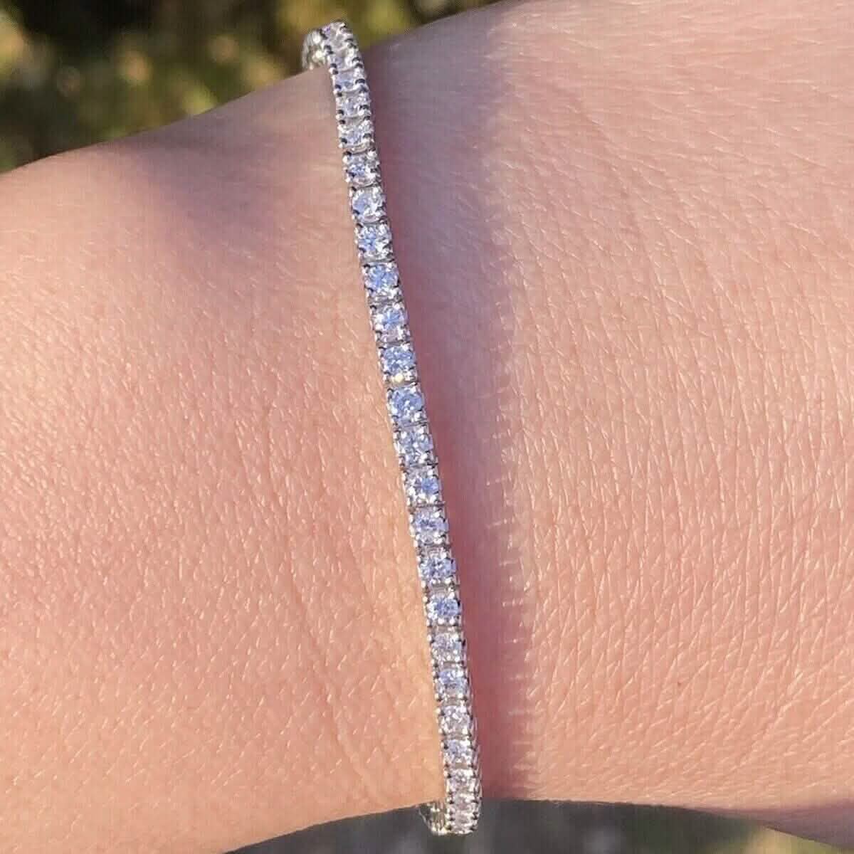 Solid 14K White Gold 2.13CTW 100% Natural Diamond Tennis Bracelet Bracelets - DailySale