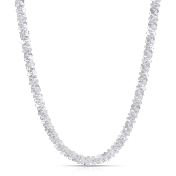 Solid 925 Sterling Silver Diamond Cut Margarita Sparkle Rock 3MM Chain Necklace Necklaces 16" - DailySale