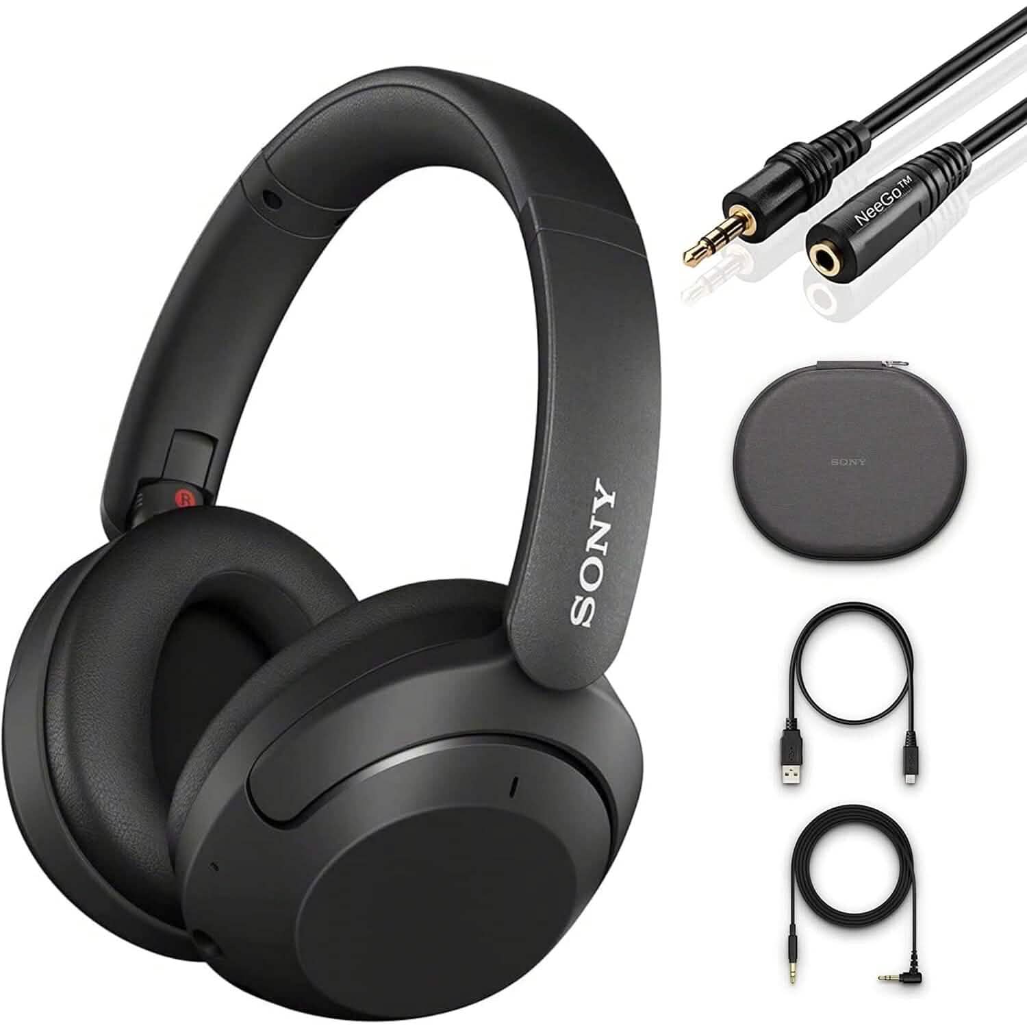 Sony Wireless Noise Cancelling Headphones WH-XB910N Bluetooth Headset + NeeGo 3.5mm Extension (Refurbished) Headphones - DailySale