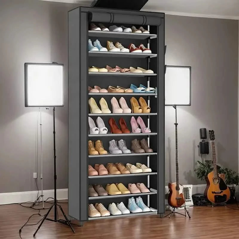 Spacious 9-Grid Non-Woven Fabric Alloy Structure Wardrobe with Dust Cover Storage & Organization - DailySale