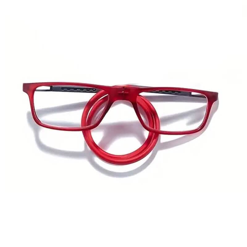 Square Magnetic Neck Fashion Reading Glasses Wellness +100 Red - DailySale