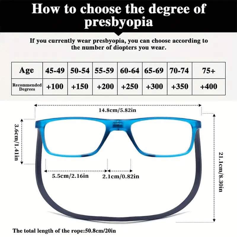 Square Magnetic Neck Fashion Reading Glasses Wellness - DailySale