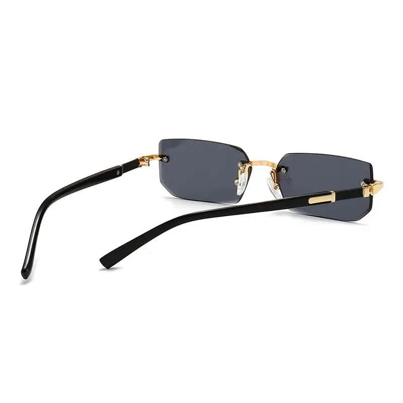 Square Rimless Vintage Sunglasses Stylish Design Golden Frame Black Hip Hop Sunglasses Men's Shoes & Accessories - DailySale