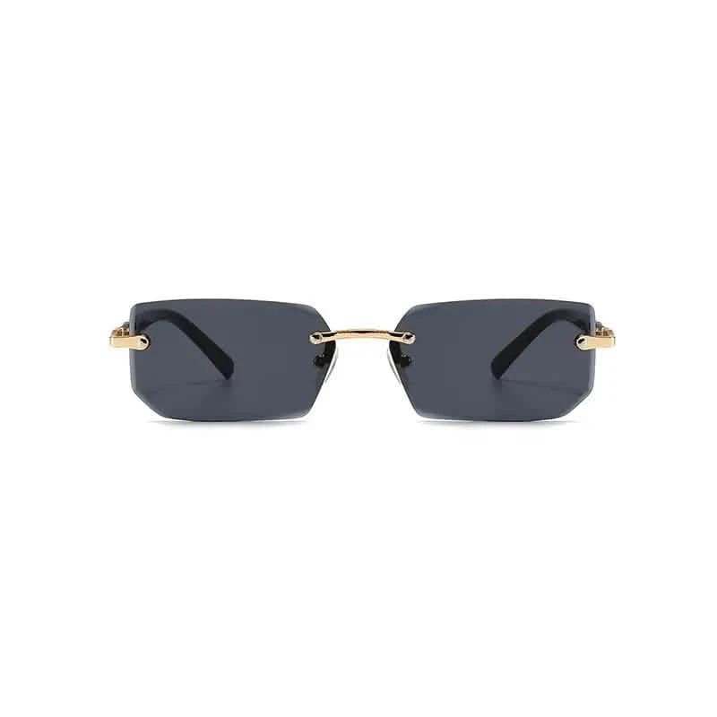Square Rimless Vintage Sunglasses Stylish Design Golden Frame Black Hip Hop Sunglasses Men's Shoes & Accessories - DailySale