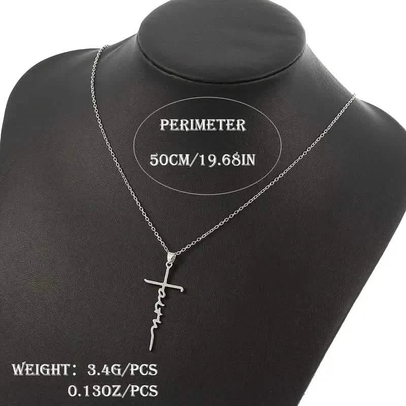 Stainless Steel Faith Word Church Prayer Religious Pendant Necklace Necklaces - DailySale