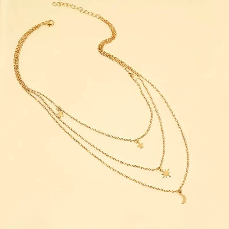 Star Moon Multi-layer Pendant Necklace Necklaces - DailySale