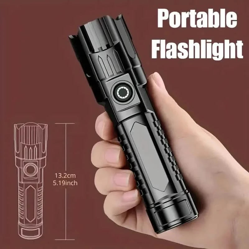Super Bright Flashlight, USB Rechargeable Telescopic Zoom Wide Beam Sports & Outdoors - DailySale