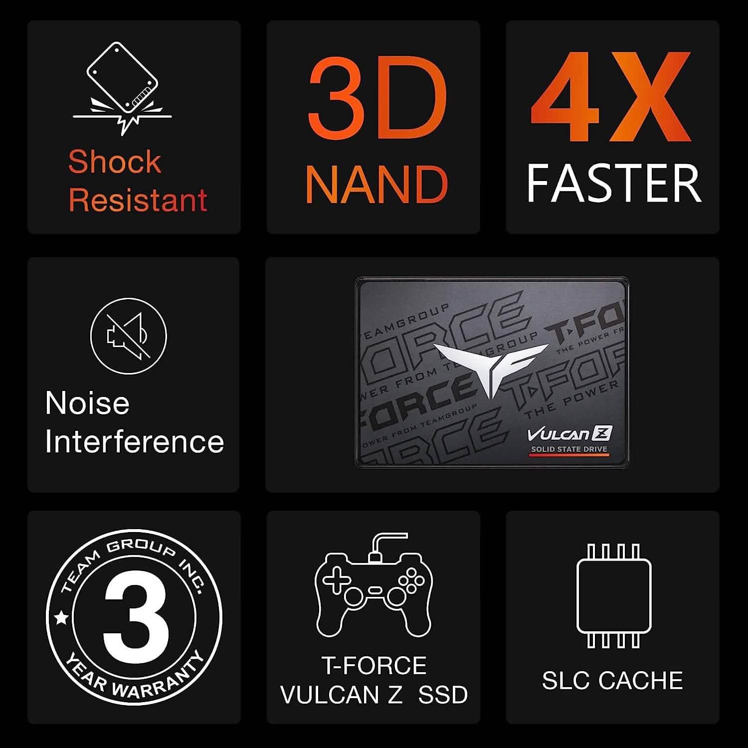T-Force Vulcan Z 2TB SLC Cache 3D NAND TLC 2.5 Inch SATA III Internal Solid State Drive (Refurbished) Computer Accessories - DailySale