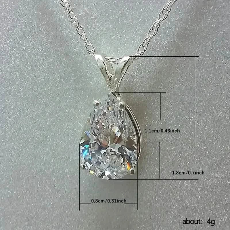 Teardrop Shaped Zirconia Pendant Copper Necklace Necklaces - DailySale